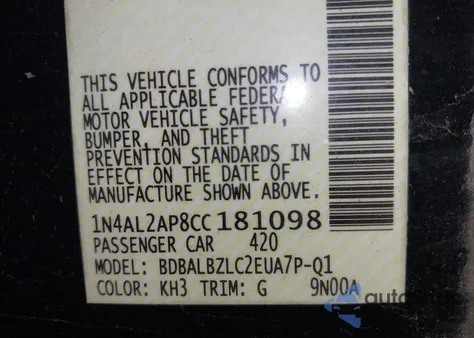 2012 Nissan Altima 2.5 S z USA, uszkodzony, nr VIN 1N4AL2AP8CC181098